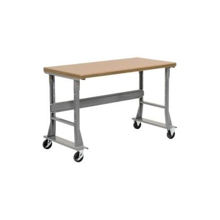 Global Equipment 72 x 30 Mobile Fixed Height Flared Leg Workbench - Shop Top Square Edge Gray 183444A